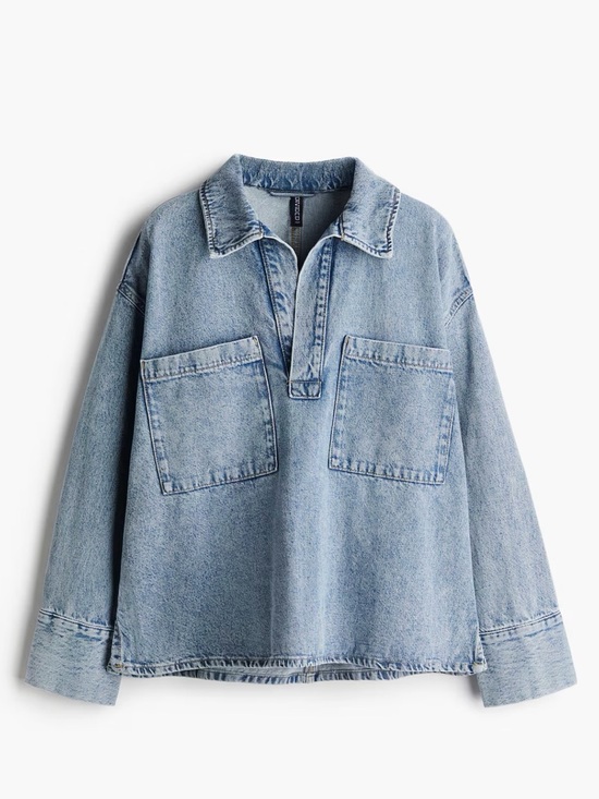 H&M Tops - H&M Light Blue Denim Pullover Shirt